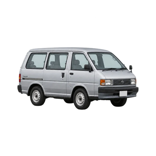 Toyota Townace 1995 باللون فضي، منظر منظر أمامي بزاوية ثلاثة أرباع (متجه لليسار)