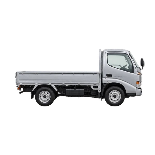 Toyota Toyoace 2005 باللون فضي، منظر منظر جانبي (باتجاه اليمين)