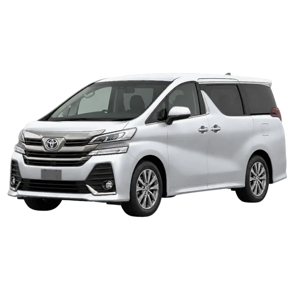 2018 Toyota Vellfire in Silber, Ansicht: Dreiviertelansicht vorne (nach links gerichtet)