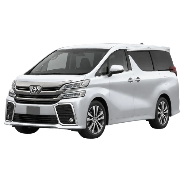 2019 Toyota Vellfire in Silber, Ansicht: Dreiviertelansicht vorne (nach links gerichtet)