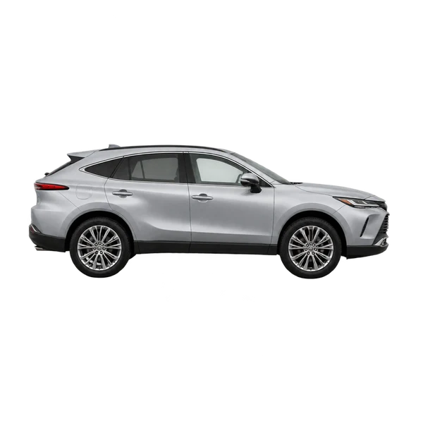 Toyota Venza 2025 باللون فضي، منظر منظر جانبي (باتجاه اليمين)