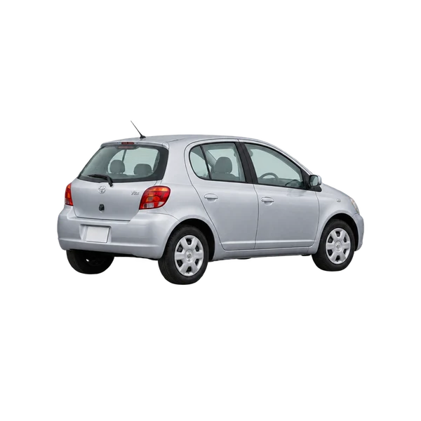 シルバーの2000 Toyota Vitz(リア斜め(左向き)ビュー)