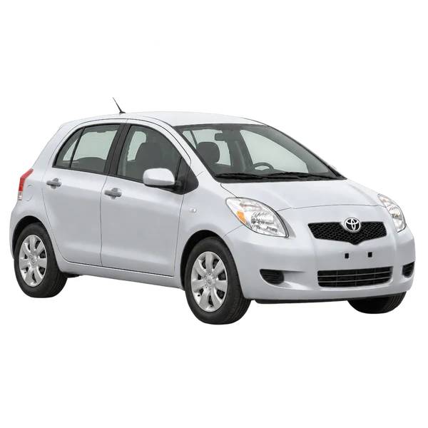 Toyota Vitz 2005 prata, vista três quartos dianteiro (voltado para a direita)