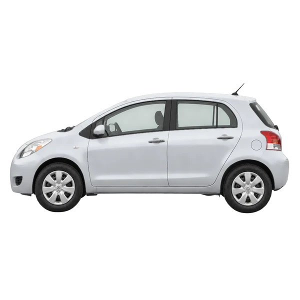 Toyota Vitz 2005 prata, vista lateral (voltada para a esquerda)