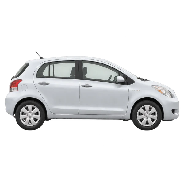 Toyota Vitz 2005 prata, vista lateral (voltada para a direita)