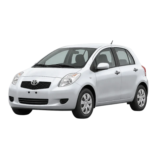 シルバーの2006 Toyota Vitz(フロントスリークォーター(左向き)ビュー)