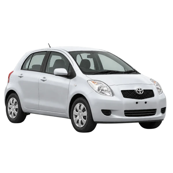 シルバーの2006 Toyota Vitz(フロントスリークォーター(右向き)ビュー)