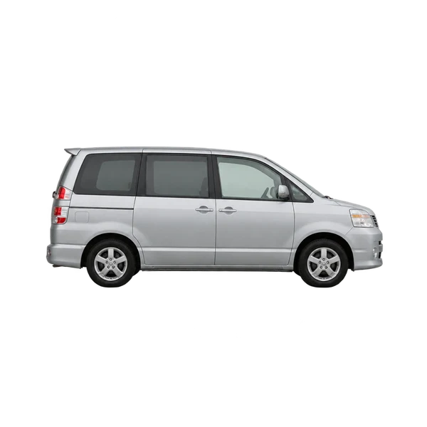 Toyota Voxy 2004 باللون فضي، منظر منظر جانبي (باتجاه اليمين)