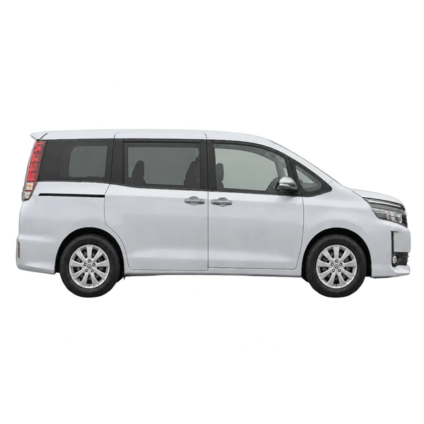 Toyota Voxy 2018 en plateado, vista lateral (hacia la derecha)
