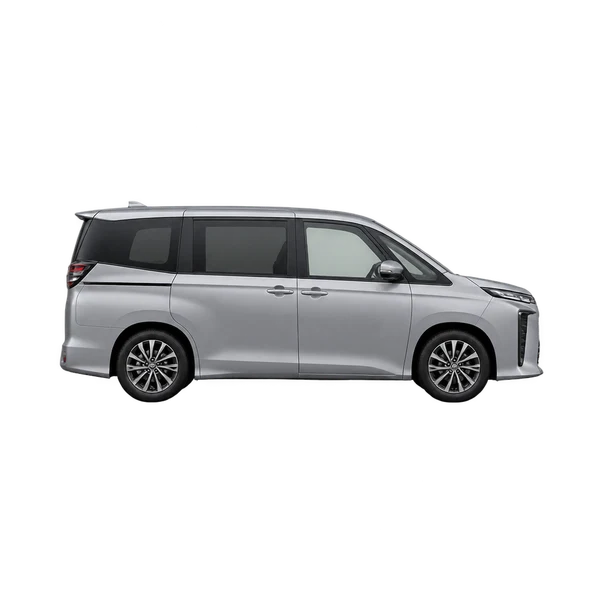 Toyota Voxy 2026 باللون فضي، منظر منظر جانبي (باتجاه اليمين)