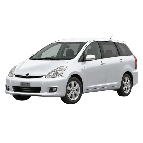 シルバーの2009 Toyota Wish（フロントスリークォーター(左向き)ビュー）