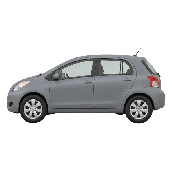 Toyota Yaris 2007 en gris, vista lateral (mirando a la izquierda)