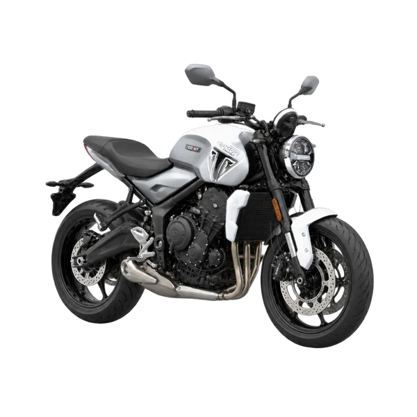 2025 Triumph Trident 660 in Silber, Ansicht: Dreiviertelansicht vorne (nach links gerichtet)