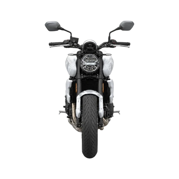 Triumph Trident 660 2025 باللون فضي، منظر أمامي