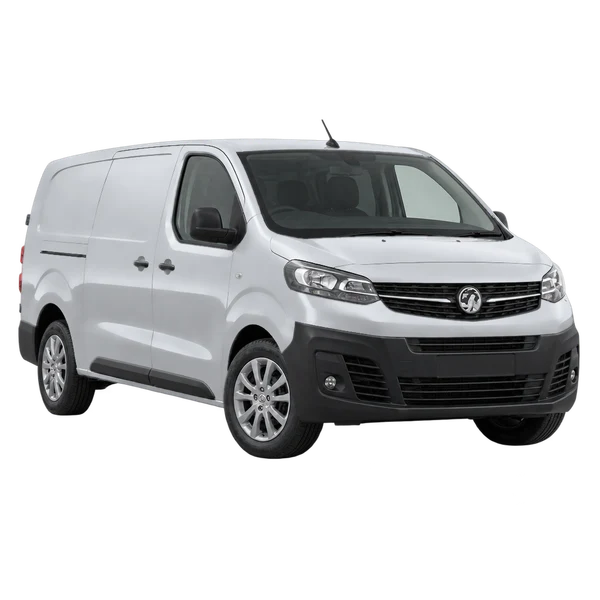 Vauxhall Vivaro 2021 باللون فضي، منظر منظر أمامي بزاوية ثلاثة أرباع (متجه لليسار)
