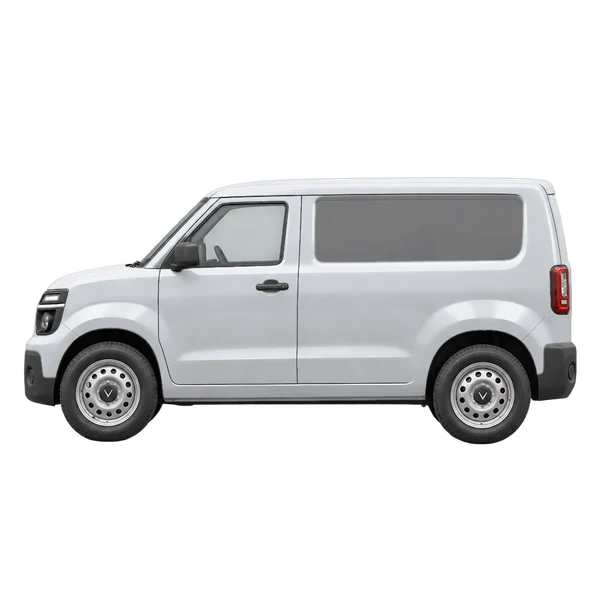 VinFast EC Van 2025 prata, vista lateral (voltada para a esquerda)
