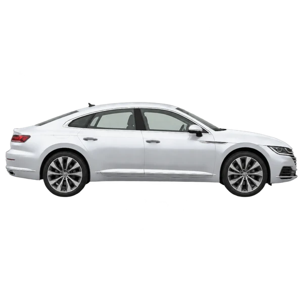 Volkswagen Arteon 2017 en plateado, vista lateral (hacia la derecha)