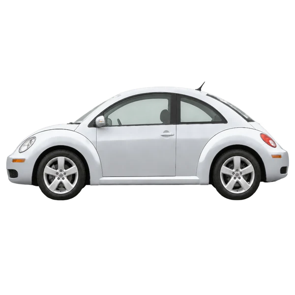 Volkswagen Beetle 2008 en plateado, vista lateral (mirando a la izquierda)