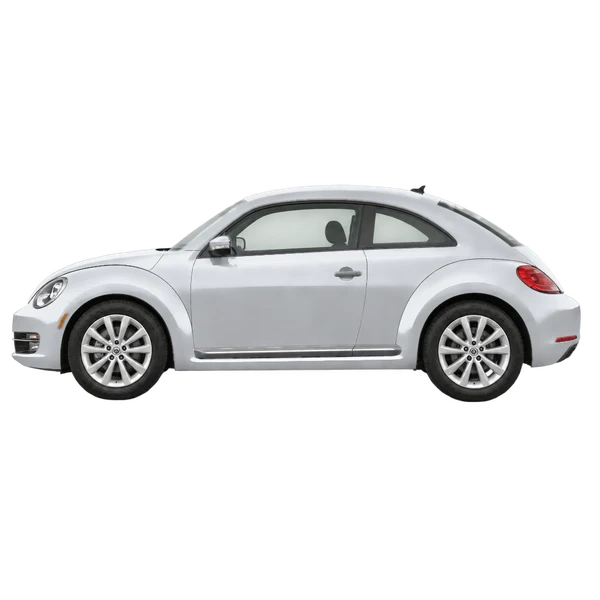 Volkswagen Beetle 2012 باللون فضي، منظر جانبي (متجه إلى اليسار)