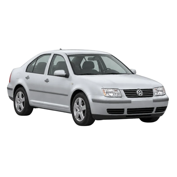Volkswagen Bora 2002 en plateado, vista frontal tres cuartos (hacia la izquierda)