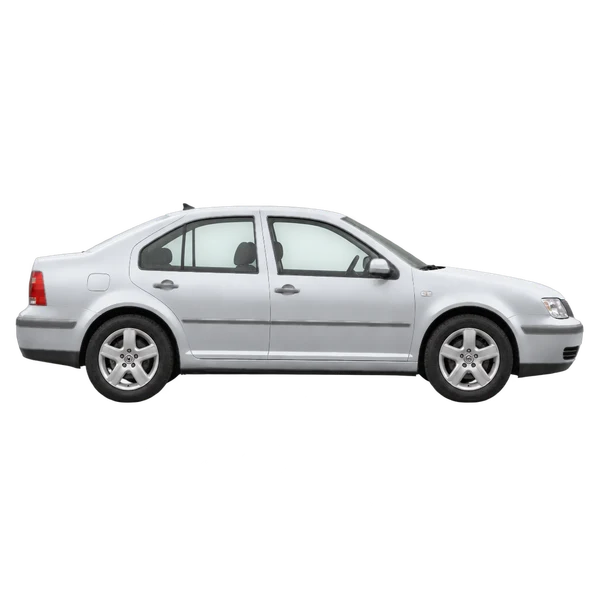 Volkswagen Bora 2002 en plateado, vista lateral (hacia la derecha)