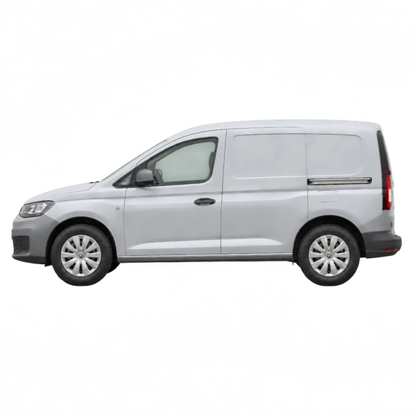 Volkswagen Caddy Cargo 2024 باللون فضي، منظر جانبي (متجه إلى اليسار)