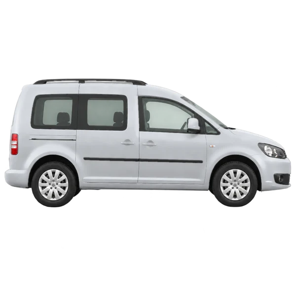 Volkswagen Caddy 2012 en plateado, vista lateral (hacia la derecha)