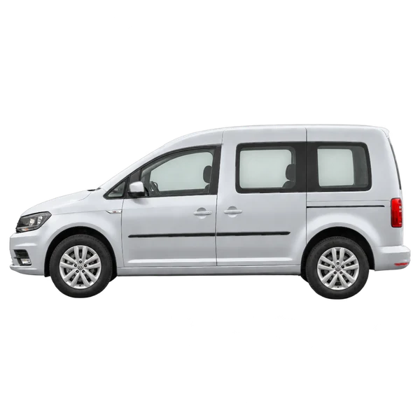 Volkswagen Caddy 2017 en plateado, vista lateral (mirando a la izquierda)