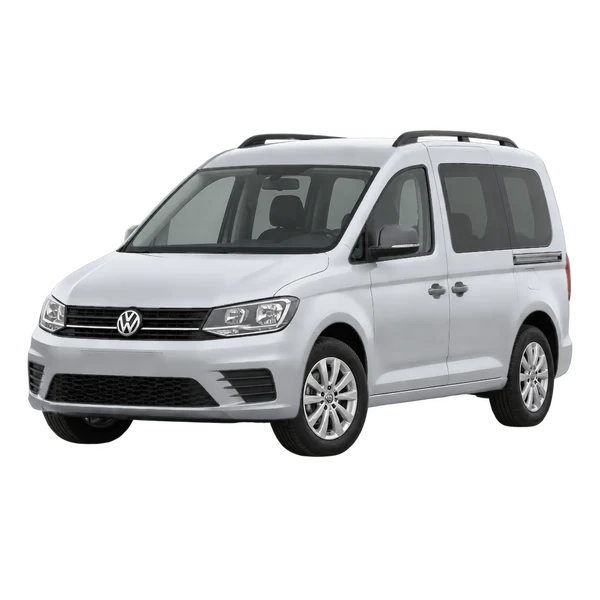 2021 Volkswagen Caddy in Silber, Ansicht: Dreiviertelansicht vorne (nach links gerichtet)
