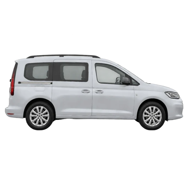 Volkswagen Caddy 2023 en plateado, vista lateral (hacia la derecha)