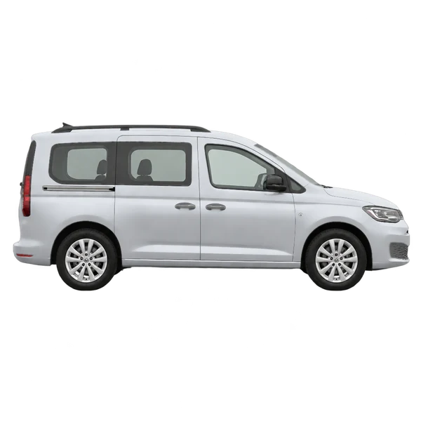 Volkswagen Caddy 2024 en plateado, vista lateral (hacia la derecha)