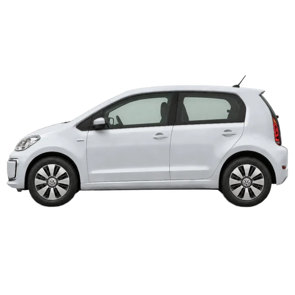 Volkswagen E-UP 2020 باللون فضي، منظر جانبي (متجه إلى اليسار)