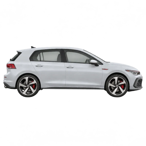 silver 2027 Volkswagen Golf GTI side (facing right) view