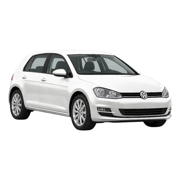 Volkswagen Golf 2016 باللون أبيض، منظر منظر أمامي بزاوية ثلاثة أرباع (متجه لليسار)