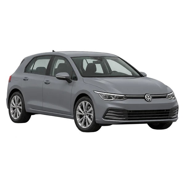 Volkswagen Golf 2022 en gris, vista frontal tres cuartos (hacia la izquierda)