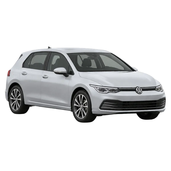 silver 2023 Volkswagen Golf front three-quarter (facing left) view