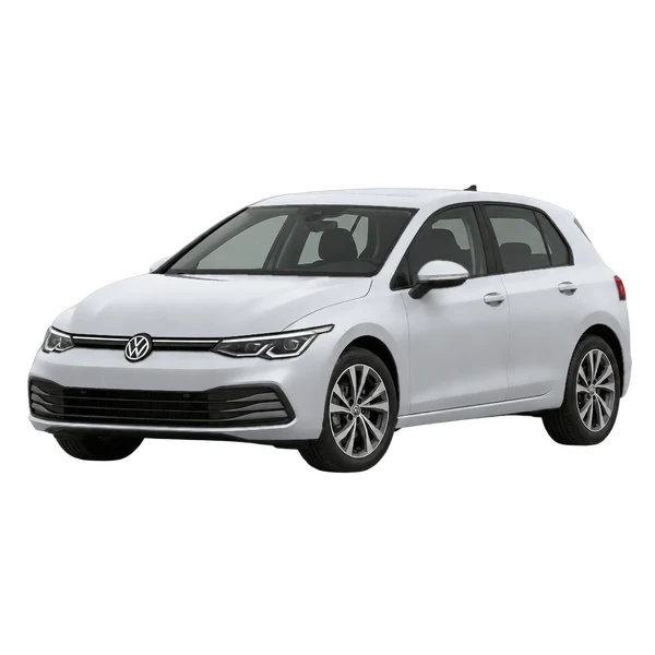 silver 2025 Volkswagen Golf front three-quarter (facing left) view