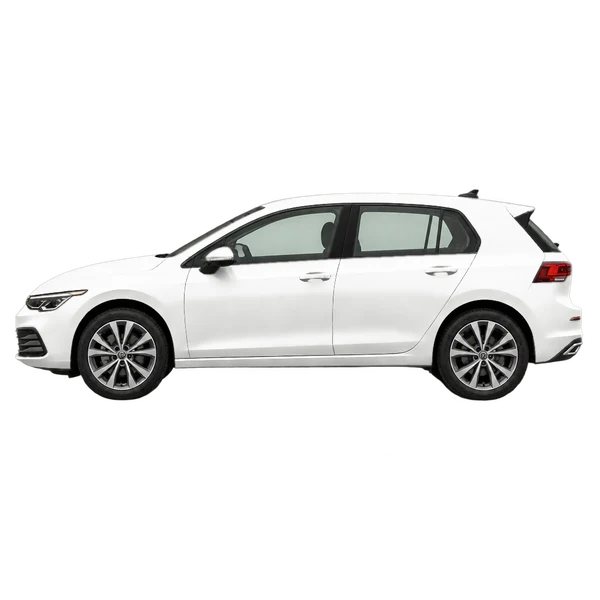 2025 Volkswagen Golf in weiß, Ansicht: Seite (nach links gerichtet)