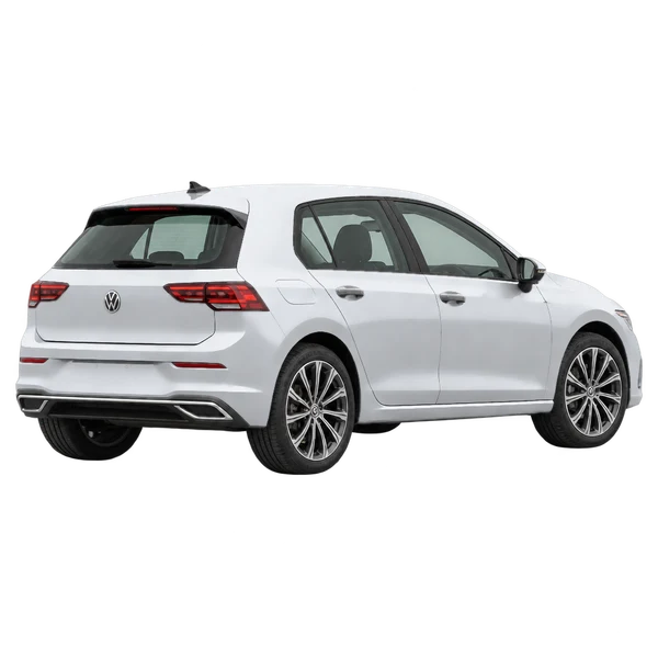 silver 2026 Volkswagen Golf rear three-quarter (facing right) view