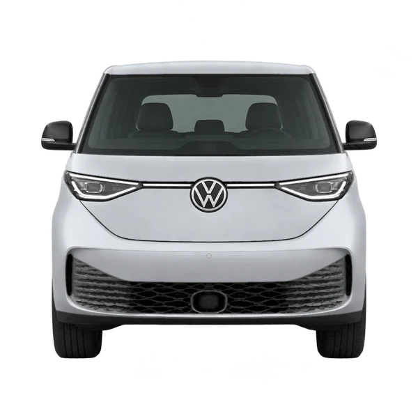 Volkswagen ID. Buzz Pro 2025 باللون فضي، منظر أمامي