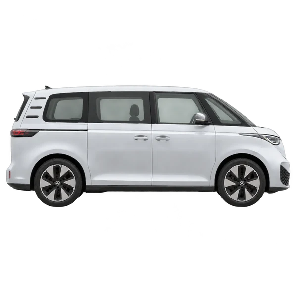 Volkswagen ID. Buzz 2022 en plateado, vista lateral (hacia la derecha)