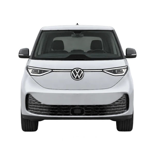 Volkswagen ID. Buzz 2026 باللون فضي، منظر أمامي