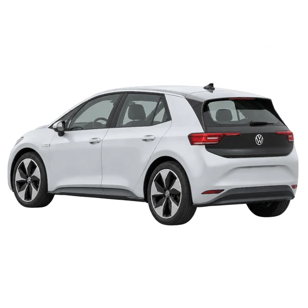 シルバーの2021 Volkswagen ID3(リア斜め(左向き)ビュー)