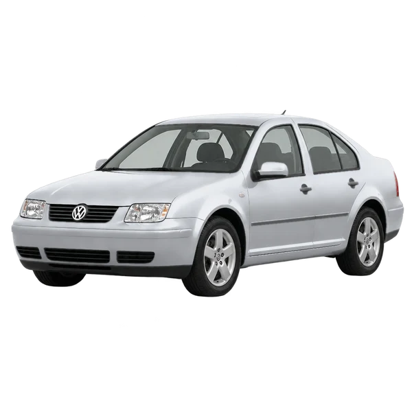 Volkswagen Jetta 2001 باللون فضي، منظر منظر أمامي بزاوية ثلاثة أرباع (متجه لليسار)