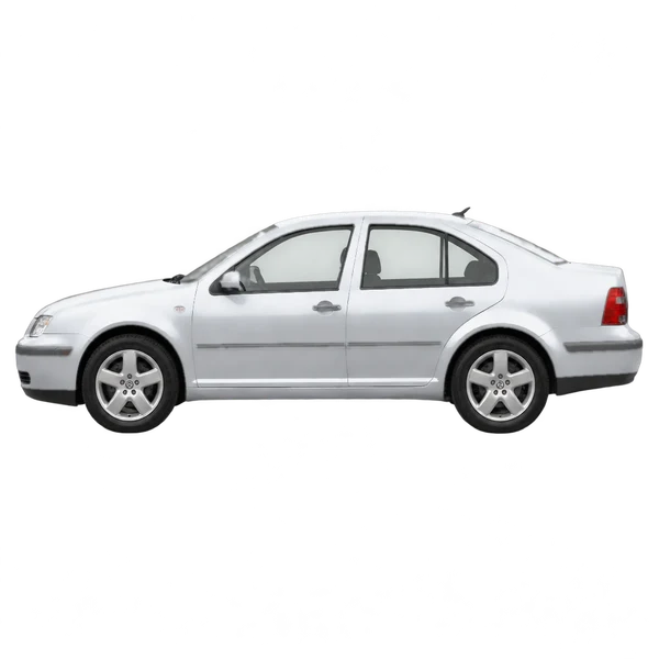 Volkswagen Jetta 2002 باللون فضي، منظر جانبي (متجه إلى اليسار)