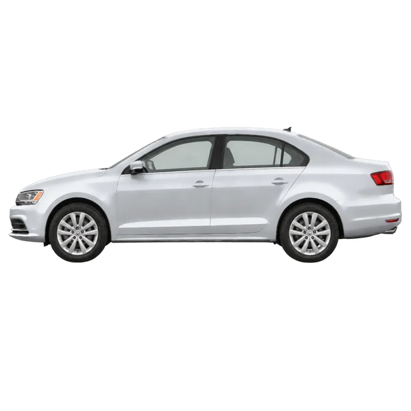 Volkswagen Jetta 2015 en plateado, vista lateral (mirando a la izquierda)