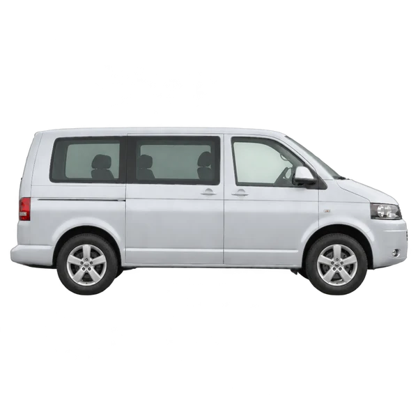 Volkswagen Multivan 2010 باللون فضي، منظر منظر جانبي (باتجاه اليمين)