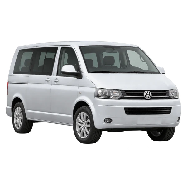Volkswagen Multivan 2011 باللون فضي، منظر منظر أمامي بزاوية ثلاثة أرباع (متجه لليسار)