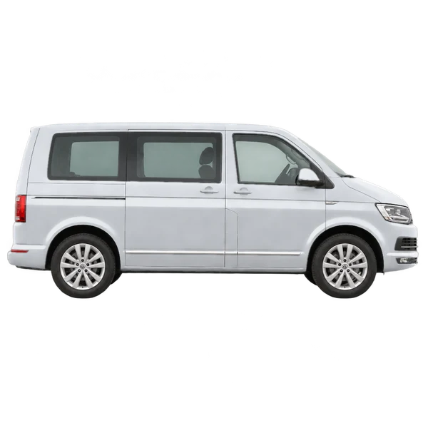 Volkswagen Multivan 2015 باللون فضي، منظر منظر جانبي (باتجاه اليمين)