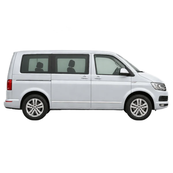 Volkswagen Multivan 2016 باللون فضي، منظر منظر جانبي (باتجاه اليمين)